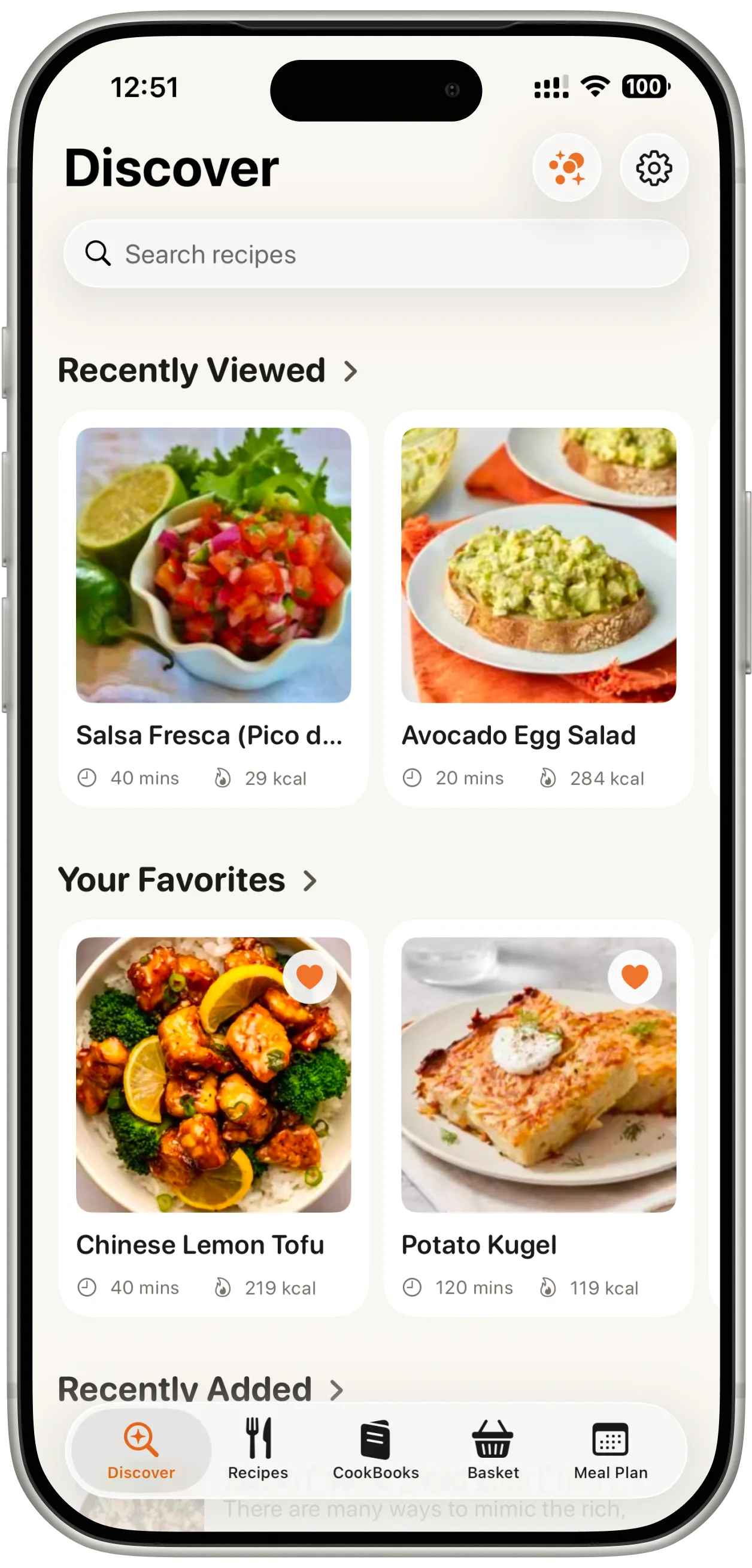 Bentory discover screen on iPhone