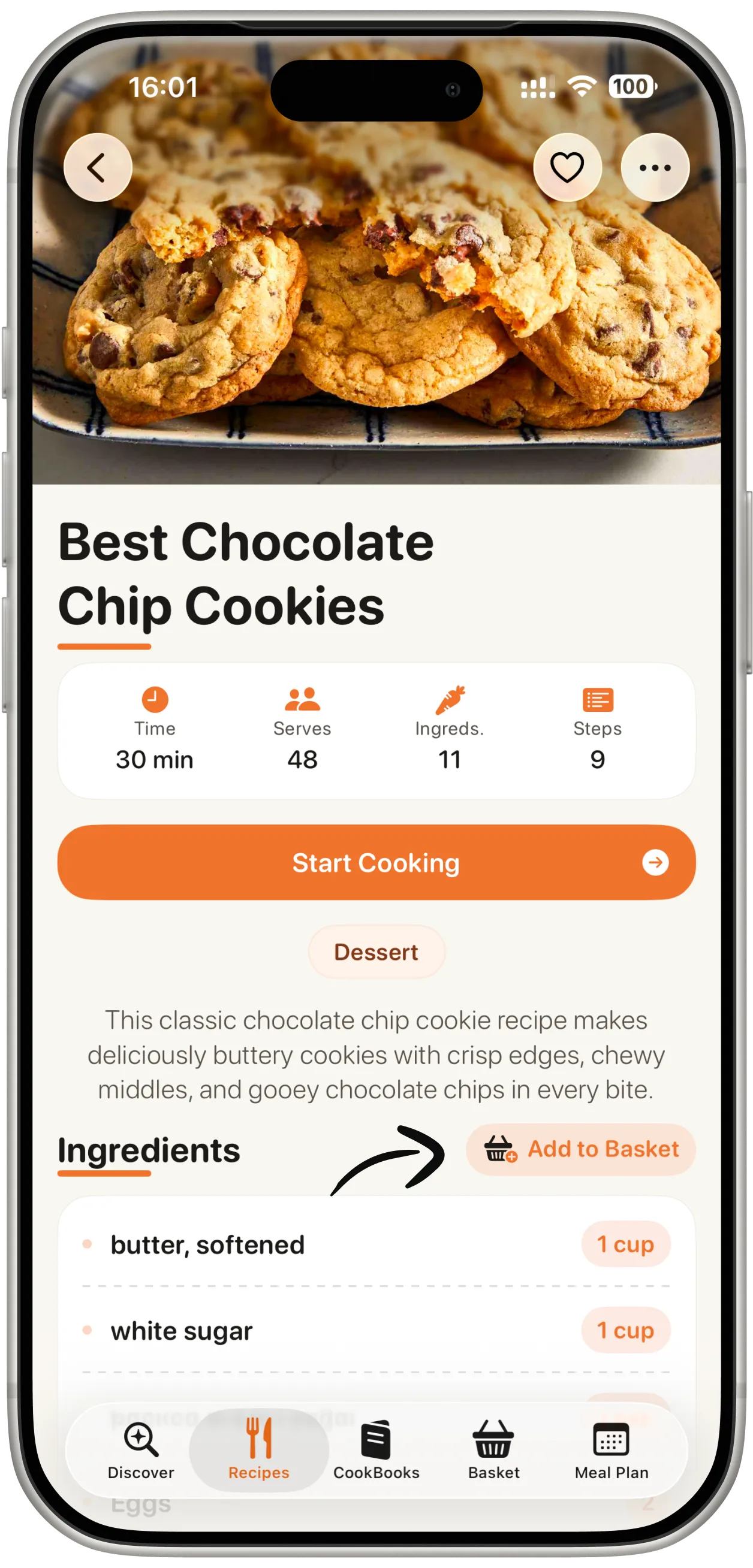 Cooking prep screen